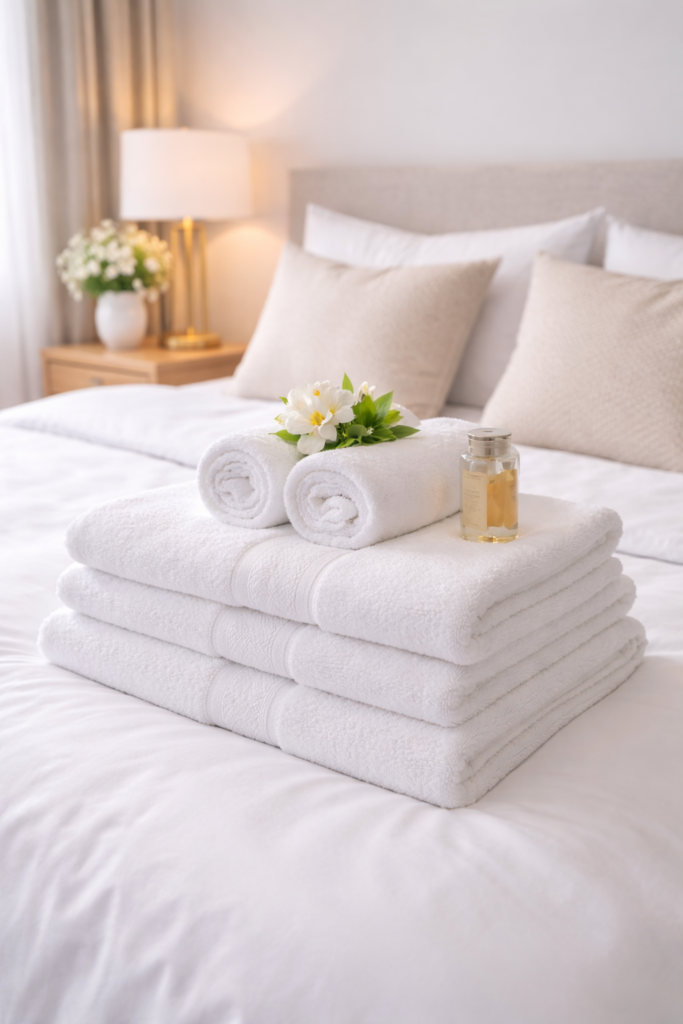 Biancheria pulita e piegata per casa vacanze a Sorrento e Positano